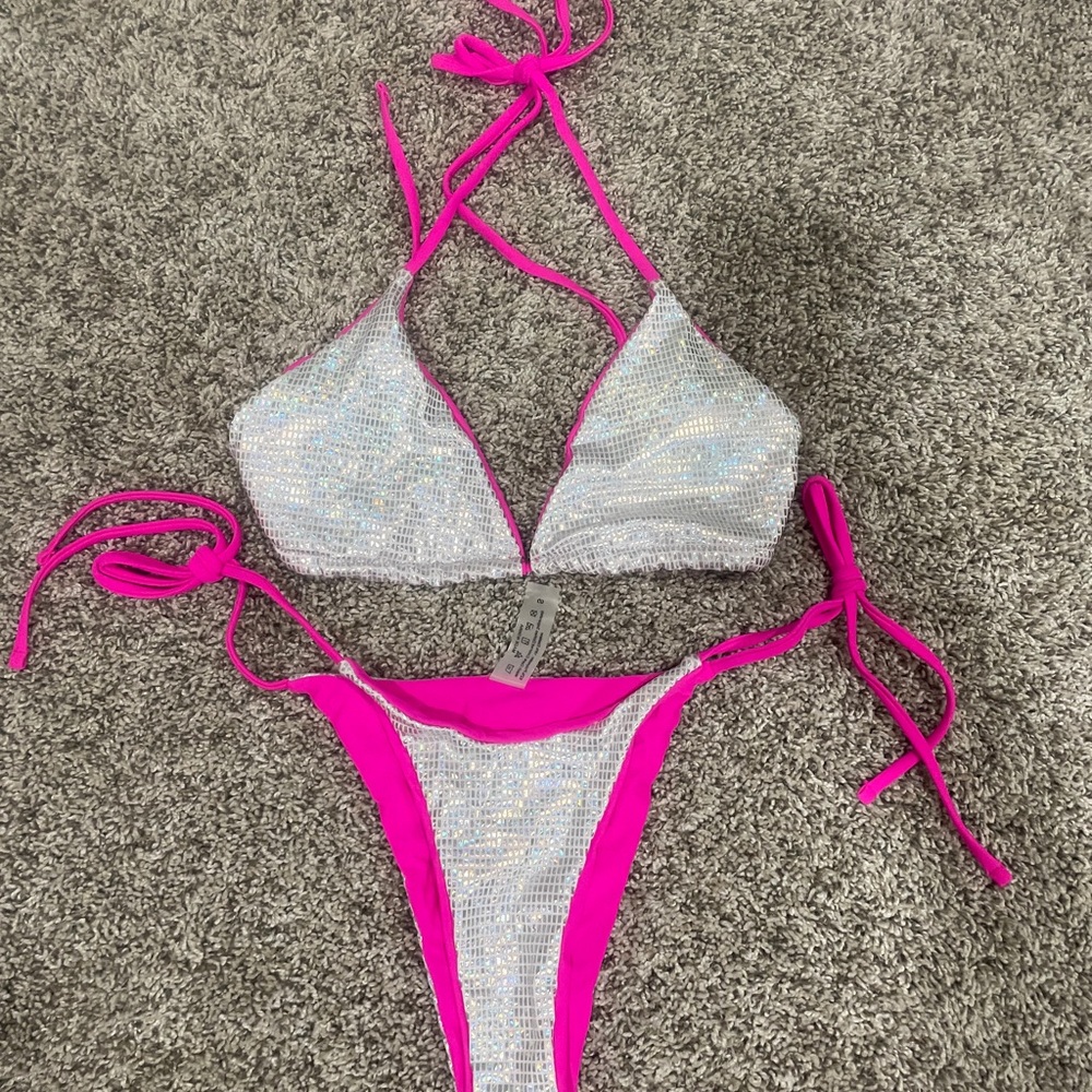 Pink and Silver Bikini Set